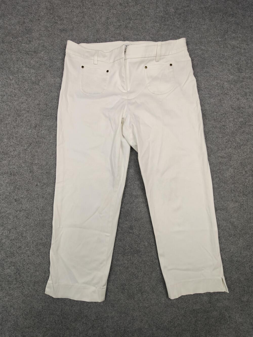 Vintage Cache Pants Womens 12 White Cropped Tapered Slim Twill Stretch